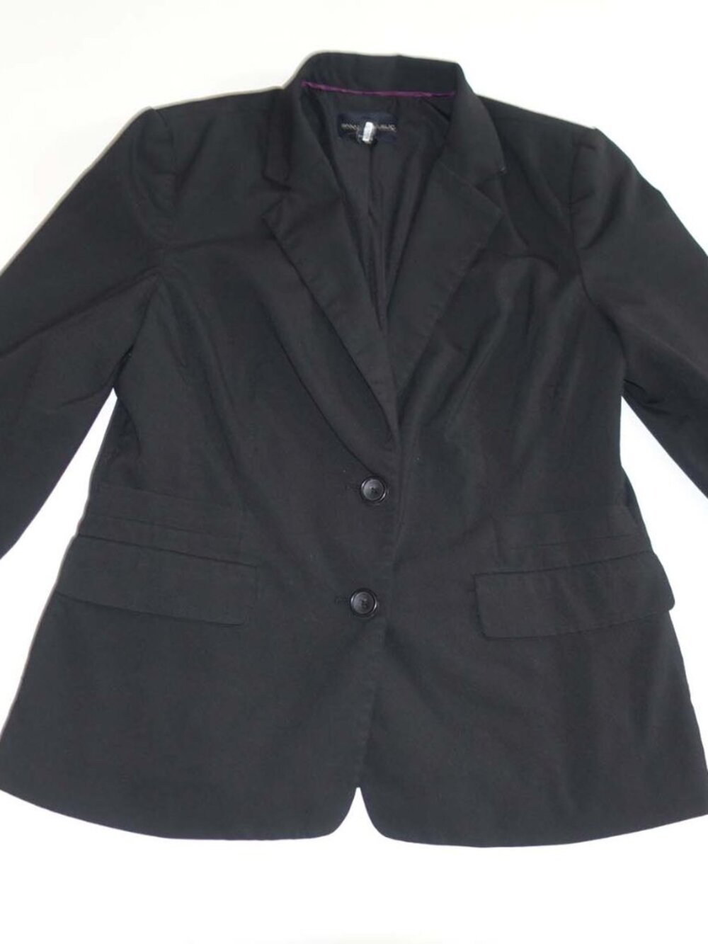 Banana Republic Women's 2 Button Blazer Jacket Size 14 Black Suit Coat Lined